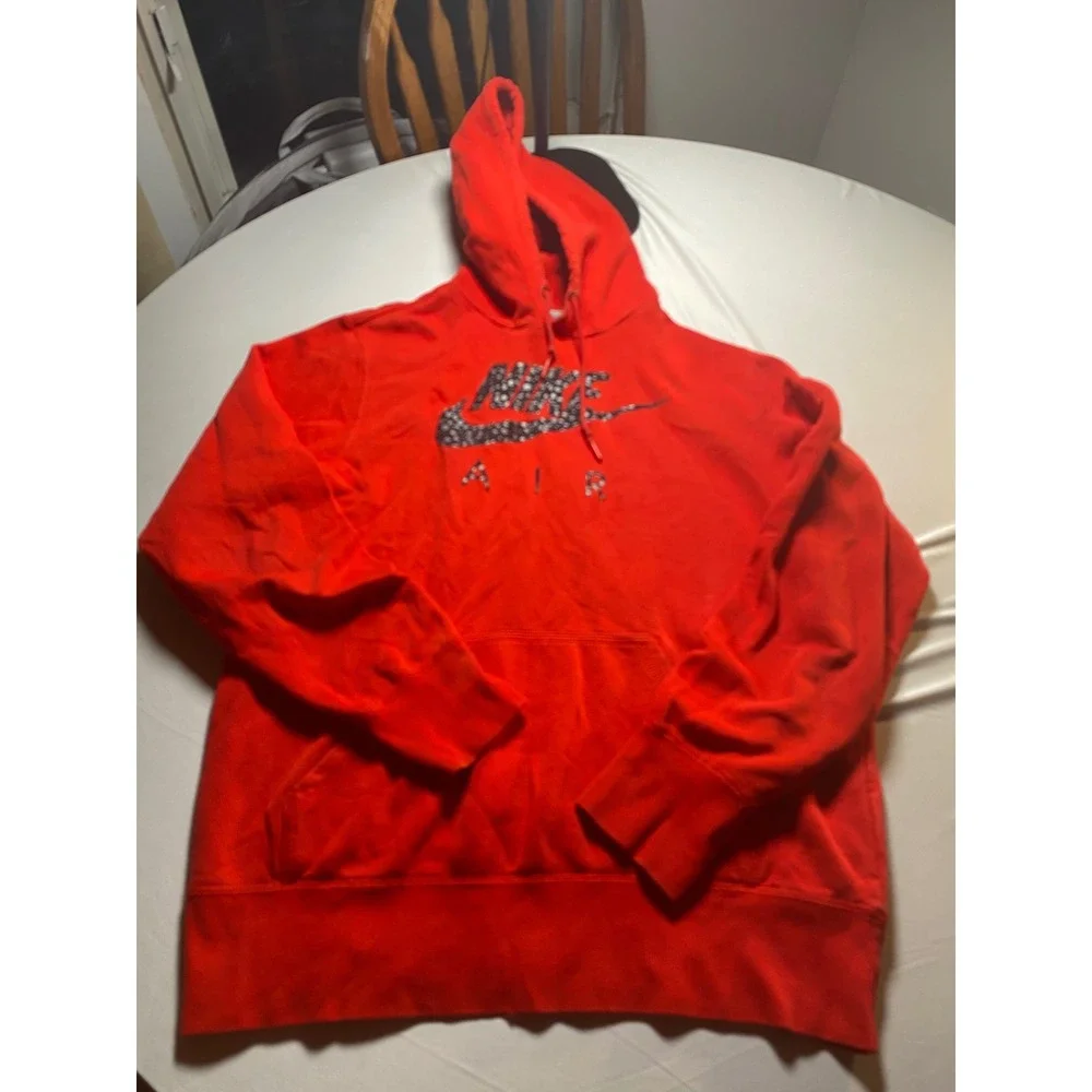 Nike Air Mens Red Safari Print Graphic Fleece Hoodie Sweatshirt AJ0905-687 L